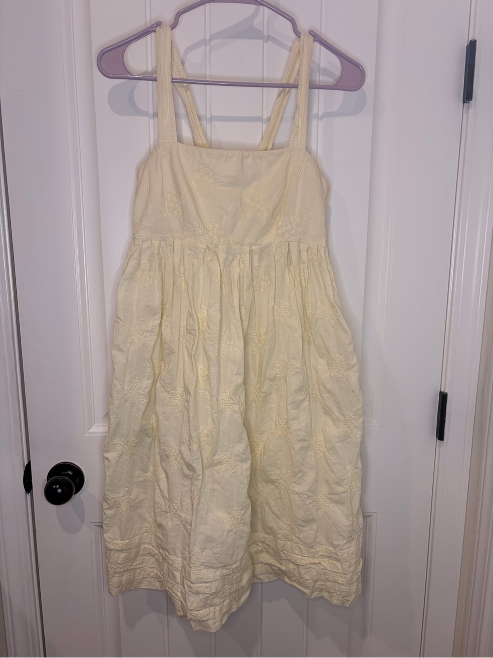 GAP Cream Embroidered Sundress with Spaghetti Straps